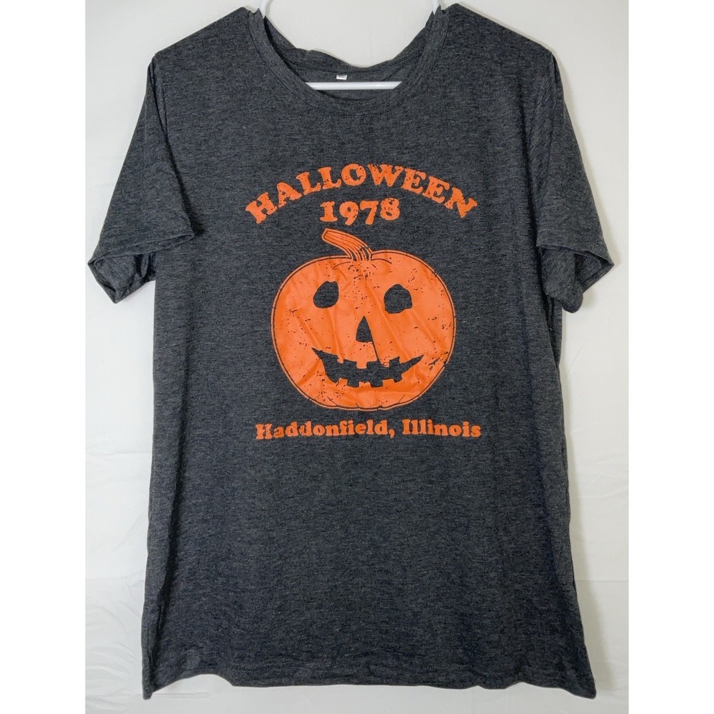NWOT Women's Halloween 1978 Haddonfield, Illinois Gray & Orange Graphic Tee XL